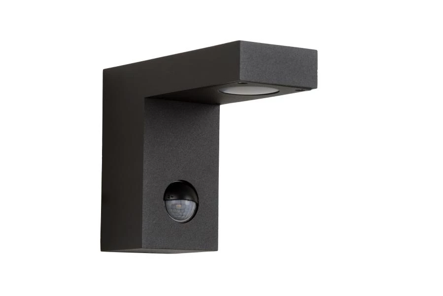 Lucide TEXAS-IR - Wall spotlight / Wall light Indoor/Outdoor - LED - 1x7W 3000K - IP54 - Motion & Day/Night Sensor (deactivatable) - Anthracite - turned off